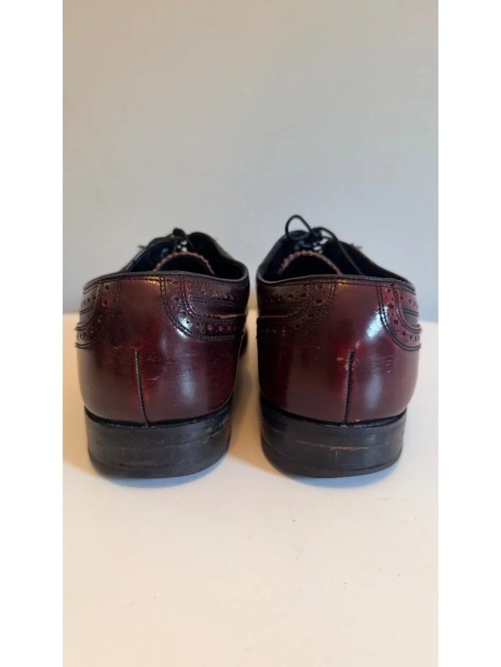 Florsheim Mens Burgundy Leather Wingtip Oxford Dress Shoes Size 9D Made In USA